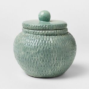 Woven Texture Ceramic Canister Blue— Threshold designed with Studio McGee
